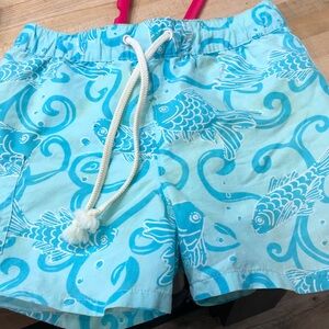 Lilly Pulitzer Blue Fish Print Kids BOY SWIMSUIT UC (see photos for spots)